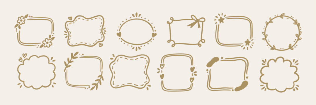 hand drawn decorative frame collection minimalist vintage style