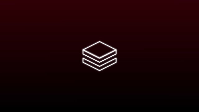 White line isometric stacked layers database platform icon 4k video with 25 fps