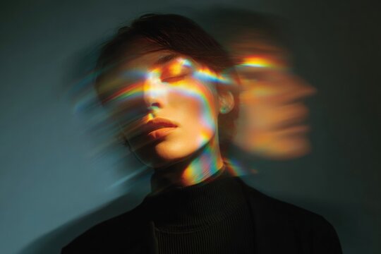 Androgynous person reflections photography portrait.