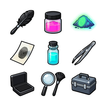 Fingerprint Brushes Detective Security Mystery Heist Christmas Vector