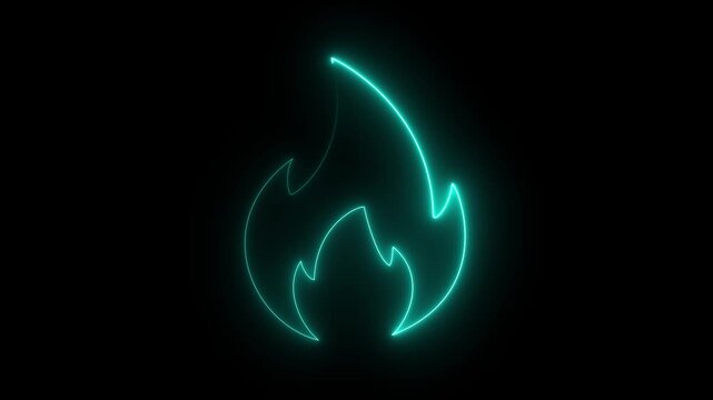 fire icon forming and dissolving animation on black background.The symbol that denotes fire.