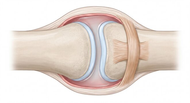 Detailed medical illustration of a healthy human synovial joint