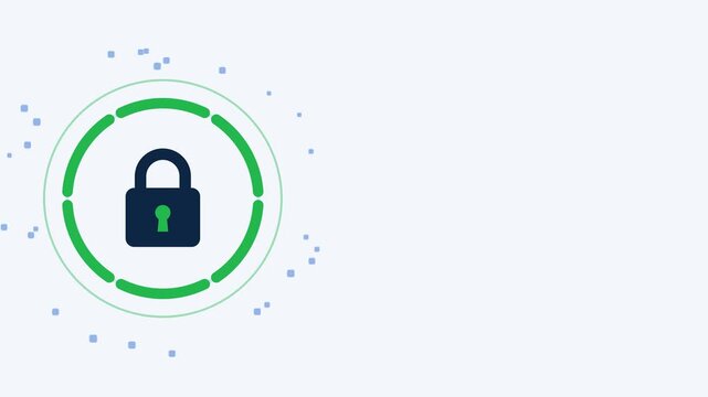 Blue padlock locking inside a shield ring data protection concept