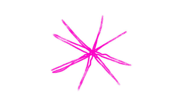 Handdrawn pink star shape isolated on transparent background