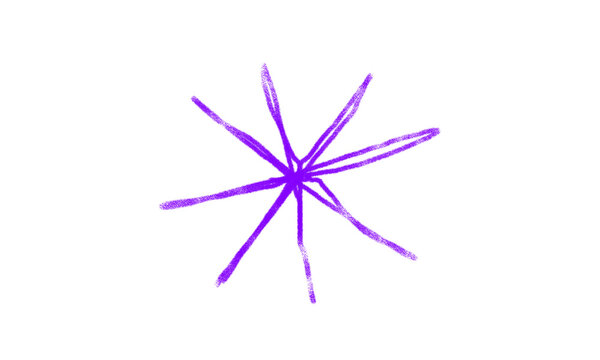 Handdrawn purple star shape isolated on transparent background