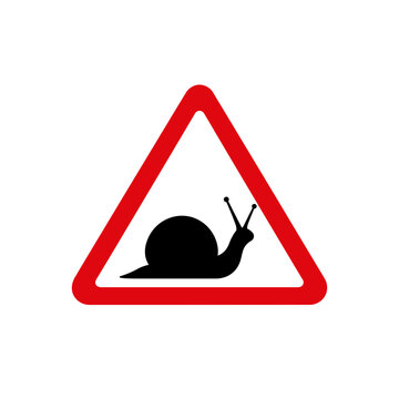 Red triangle warning sign with snail