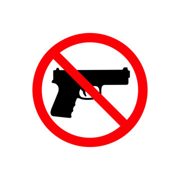 No guns prohibition sign with crossed out pistol