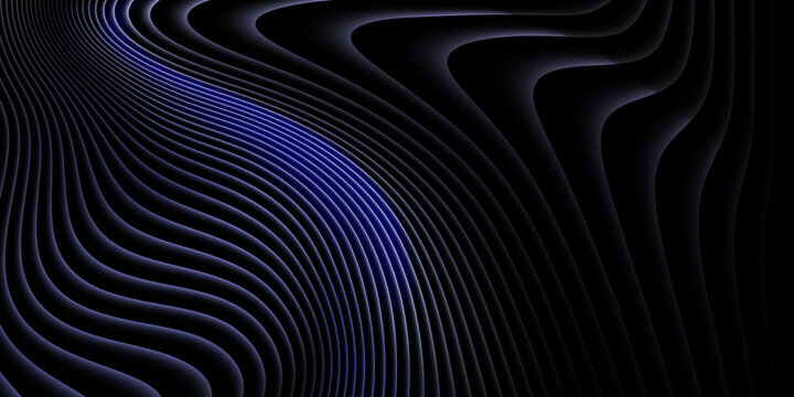 Abstract dark blue contour wave background with glowing flowing lines, futuristic topographic curves, elegant layered texture, premium digital backdrop for technology branding, banners