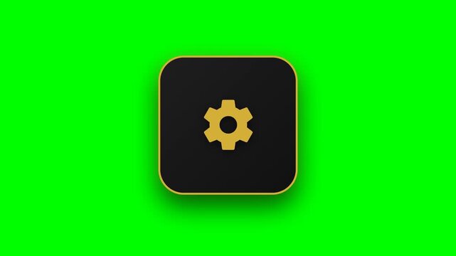 Six settings gear icons on green screen background