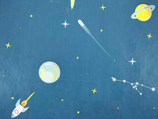 A stylized illustration of a yellow space planet with a white ring around it © Learn to Interpret