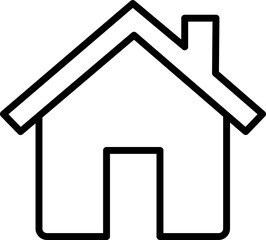 Fototapeta premium Simple house outline icon with chimney during bright daylight isolated on transparent background