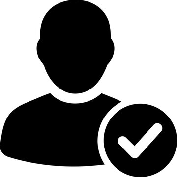Silhouette of a person with a checkmark indicating approval or verification isolated on transparent background