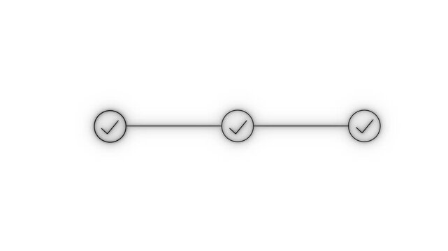 Minimalist progress bar animation with sequential checkmark completion on clean white background, status bar