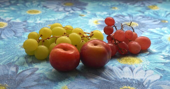  Still Life - Fruit composition with grapes and plums