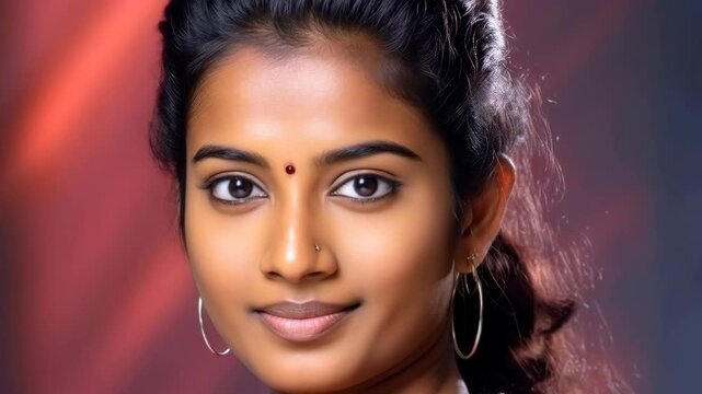 Close-up of Serene Indian Woman with Eyes Closed and Bindi