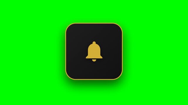Golden bell notification icons on green screen background