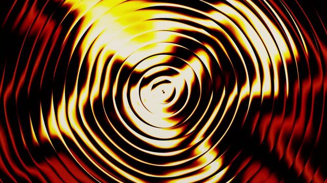 Abstract fractal golden ripples expand outward in mesmerizing motion video clip showcasing liquid light dynamics with warm glowing illumination effects