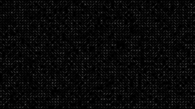 Seamless loop motion background (7s total: 1.5s fade, 4s seamless loop, 1.5s fade) featuring abstract white X shapes pattern for cyber database system and cloud computing concept