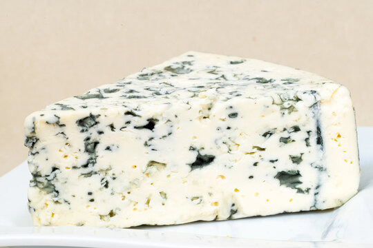  A piece of blue cheese on a plate