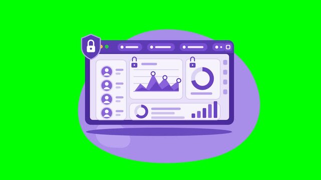 Purple Digital Business Dashboard Interface for Analytics and Side Hustle Management with Security Lock and Data Charts