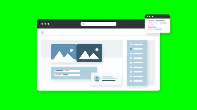 Modern Website User Interface Mockup Design for Business Dashboard and Digital Content Management System on Green Background