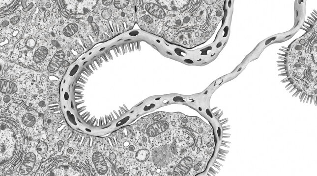 Detailed transmission electron micrograph showing internal cellular organelle structures and cytoplasmic features with cytoplasm