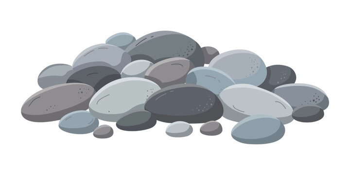 Set of smooth river stones and pebbles