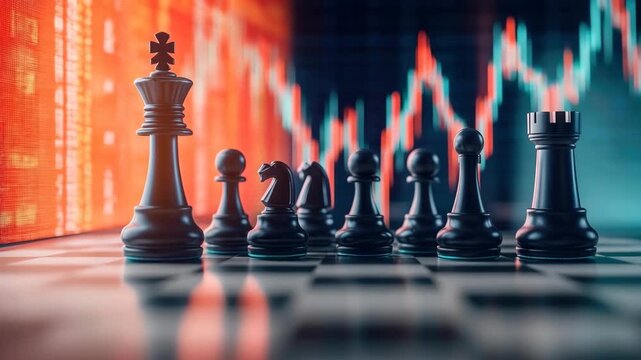 Chess Pieces in Front of a Financial Trading Chart