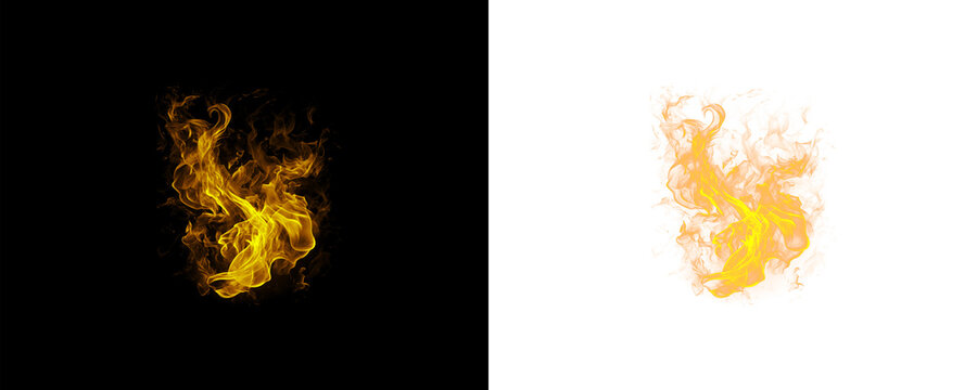 Orange Fiery Smoke Cloud with Glowing Flame and Wispy Texture