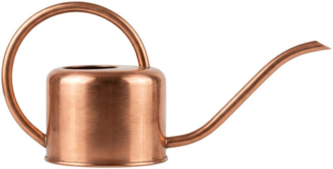 Polished copper watering can with long thin spout. © Ika