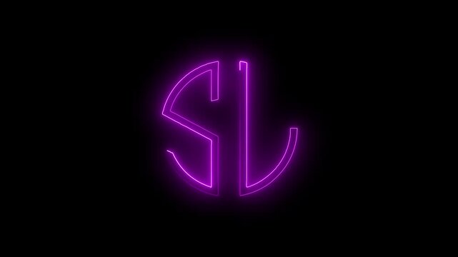 Glowing neon sl monogram animation on black background, letter alphabet