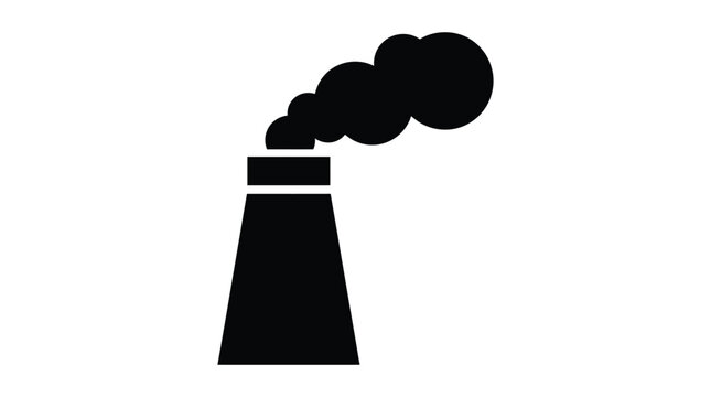 Factory smokestack emitting clouds black silhouette chimney