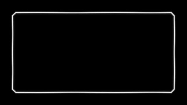 Clean minimal white rounded rectangle border frame motion graphics on black background