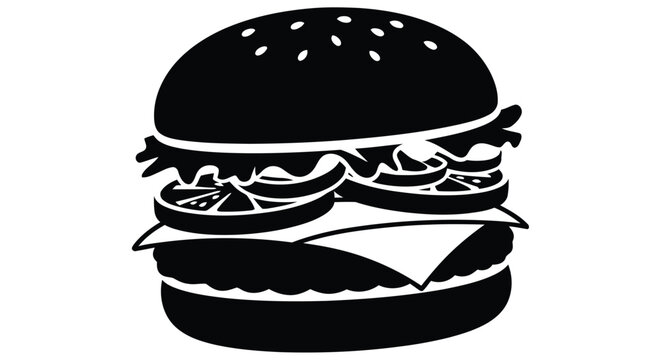 Black silhouette of a hamburger on a white background a fast food icon