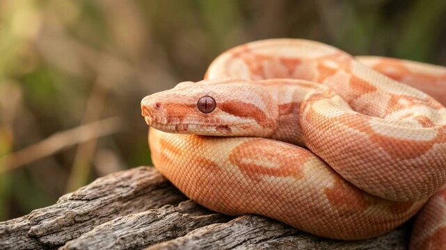 lipstick albino boa close up at morning light in nicaragua tropical forest video