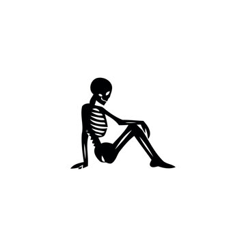 Vector silhouette of skeleton sitting .eps
