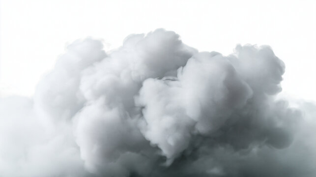 Dense Smoke and Cloud Puff Isolated on White Background