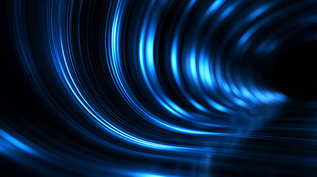 Futuristic Blue Glowing Technology Light Tunnel Background