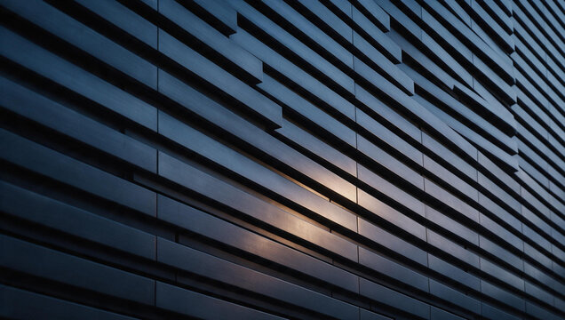 Modern Architectural Facade with Horizontal Slats in Sunlight