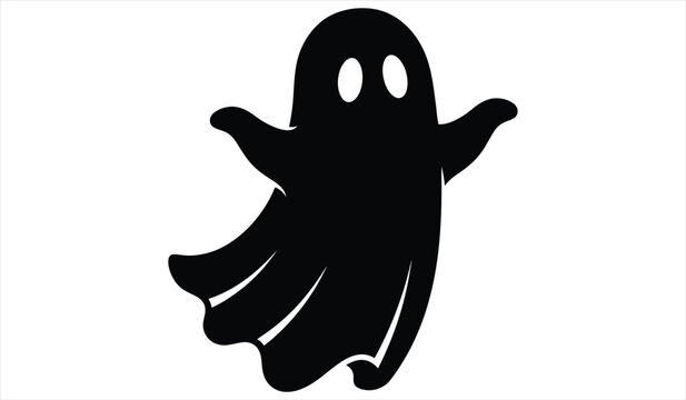 Floating ghost with flowing sheet silhouette vector icon