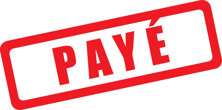 Red rectangular stamp with the word paye paid seal payment stamp rubber stamp
