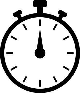 Minimalist black stopwatch icon showing measurement of time with stopwatch