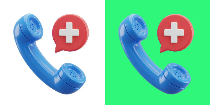 Medical emergency hotline telephone icon 3D render