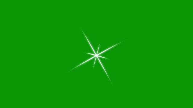 Glowing shinning stars, Star twinkling, white star blinking animation, white cartoon,magical starry sky with twinkling stars,  glowing twinkling glitter star, glowing green screen background. 4k