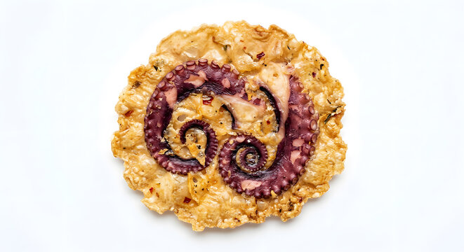 Japanese tako senbei ultra thin irregular on White Background