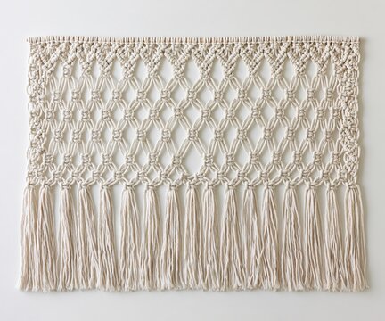 Macrame Wall Hanging with Tassels and Geometric Knots