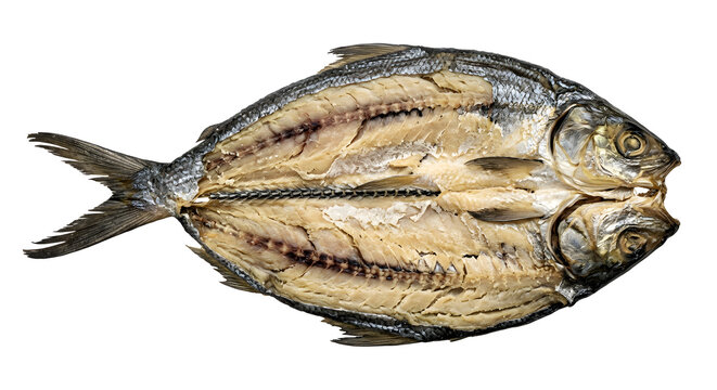 Filipino daing na bangus one butterflied salted on White Background