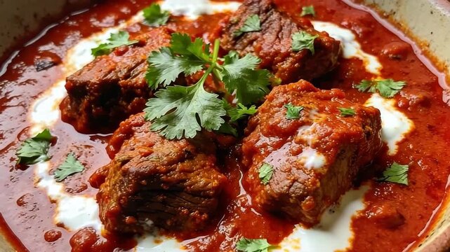 rogan josh, tender pieces of curried meat simmered in rich spiced tomato and yogurt sauce video