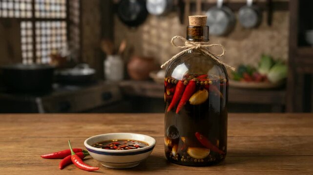 traditional soy sauce with chili filipino cuisine condiment