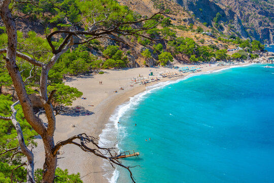Apella Beach in Karpathos island, Greece with crystal clear turquoise water